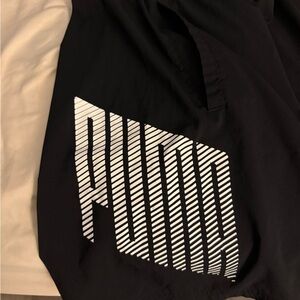 Puma Black Shorts with Striped White Logo